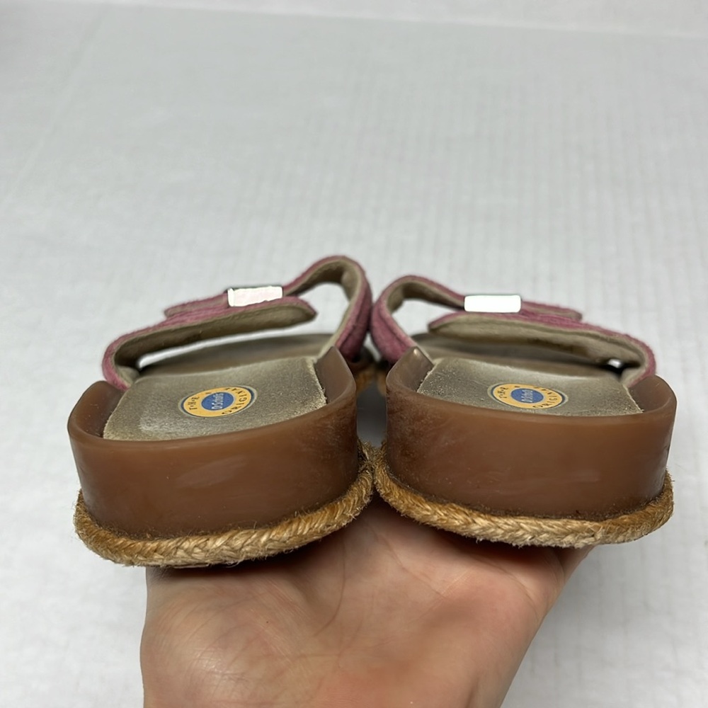 Heaven Dr. Scholl’s Pink Suede buckle Espadrille Slides Vintage Y2K Sandals sz 6 - Picture 10 of 12